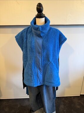 FP Movement by Free People Blue Sherpa Snap-Front Vest